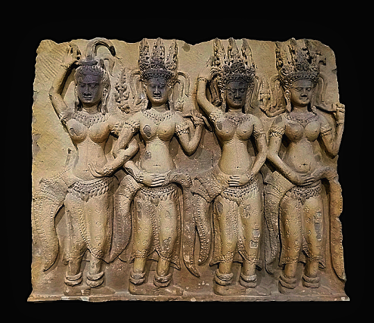 Sandstone Lintel of 4 Apsaras - 6566